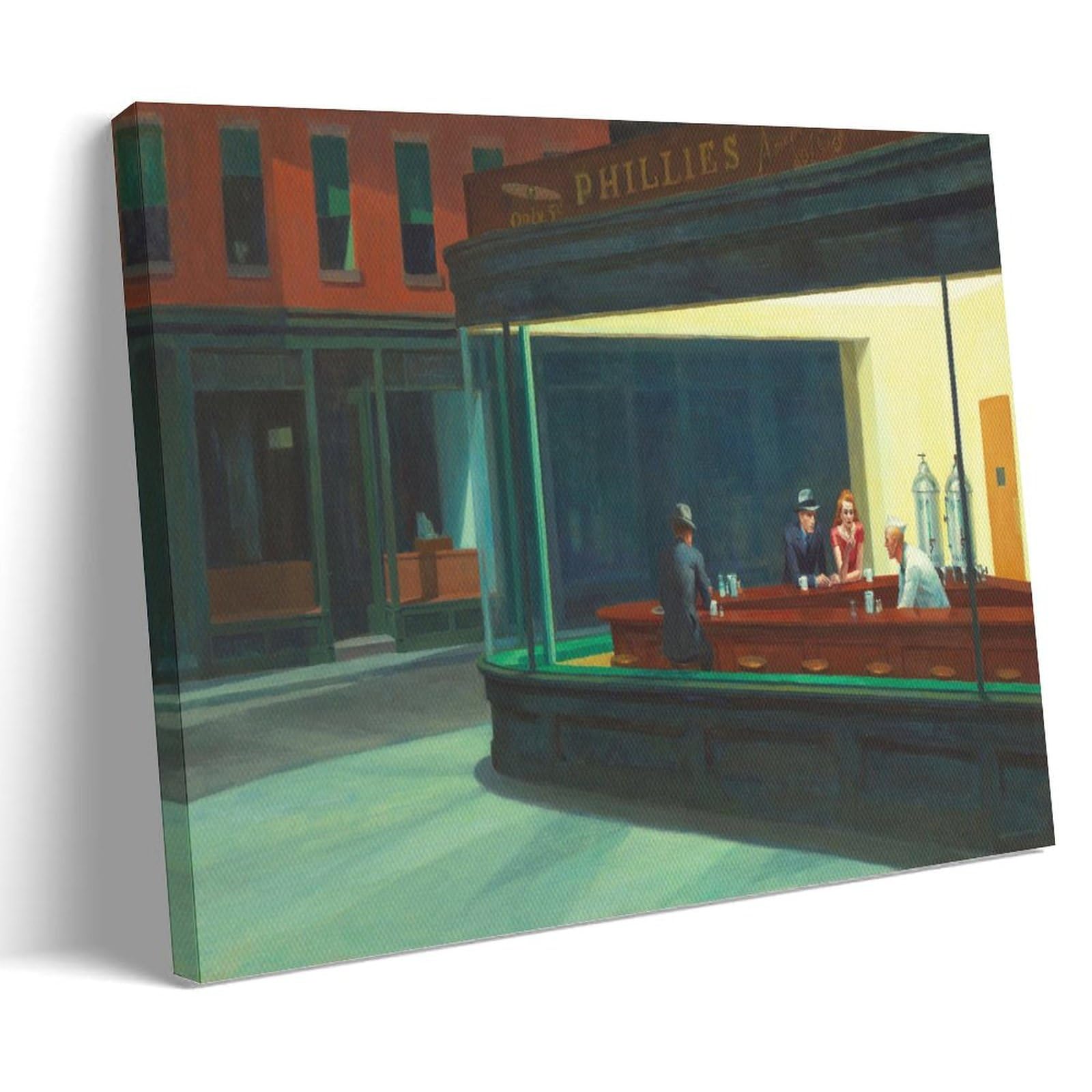 Wurbu Frame-Style Edward Hopper Paintings (Nighthawks 1942) Printing Posters Art Canvas Painting Decor Wall Print Photo Gifts Home Modern Decoratives 08X12inch(20X30cm)