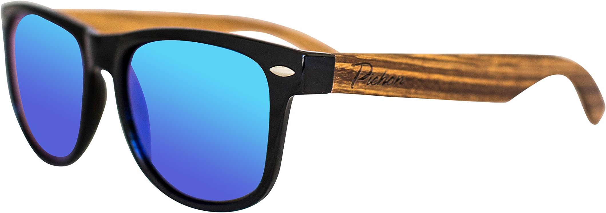 Pichon Wood Sunglasses with Mirrored Polarized Lens |Unisex|