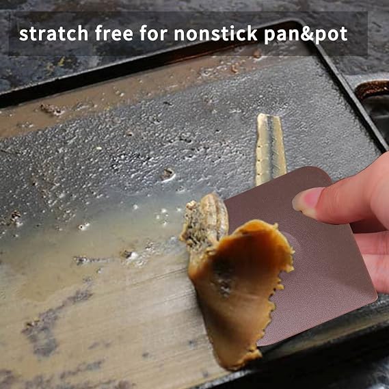Pan Scraper Dish Scraper Tool Set, 5 Pack Plastic Food Scraper Pot Scraper | Plastic, Nylon Non-Scratch, Polycarbonat, For Cleaning Grease Burnt Food on Skillet,Dishes,Flat Top,4 Angle Thumb Scraper
