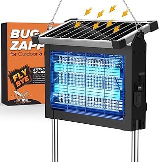Solar Bug Zapper Outdoor, Jinyeda 4500V Rechargeable Mosquito Zapper 4000mAh Battery, Detachable Solar Panel, Mosquito Killer Indoor, Cordless Fly Insect Zapper Waterproof for Patio Garden Camping