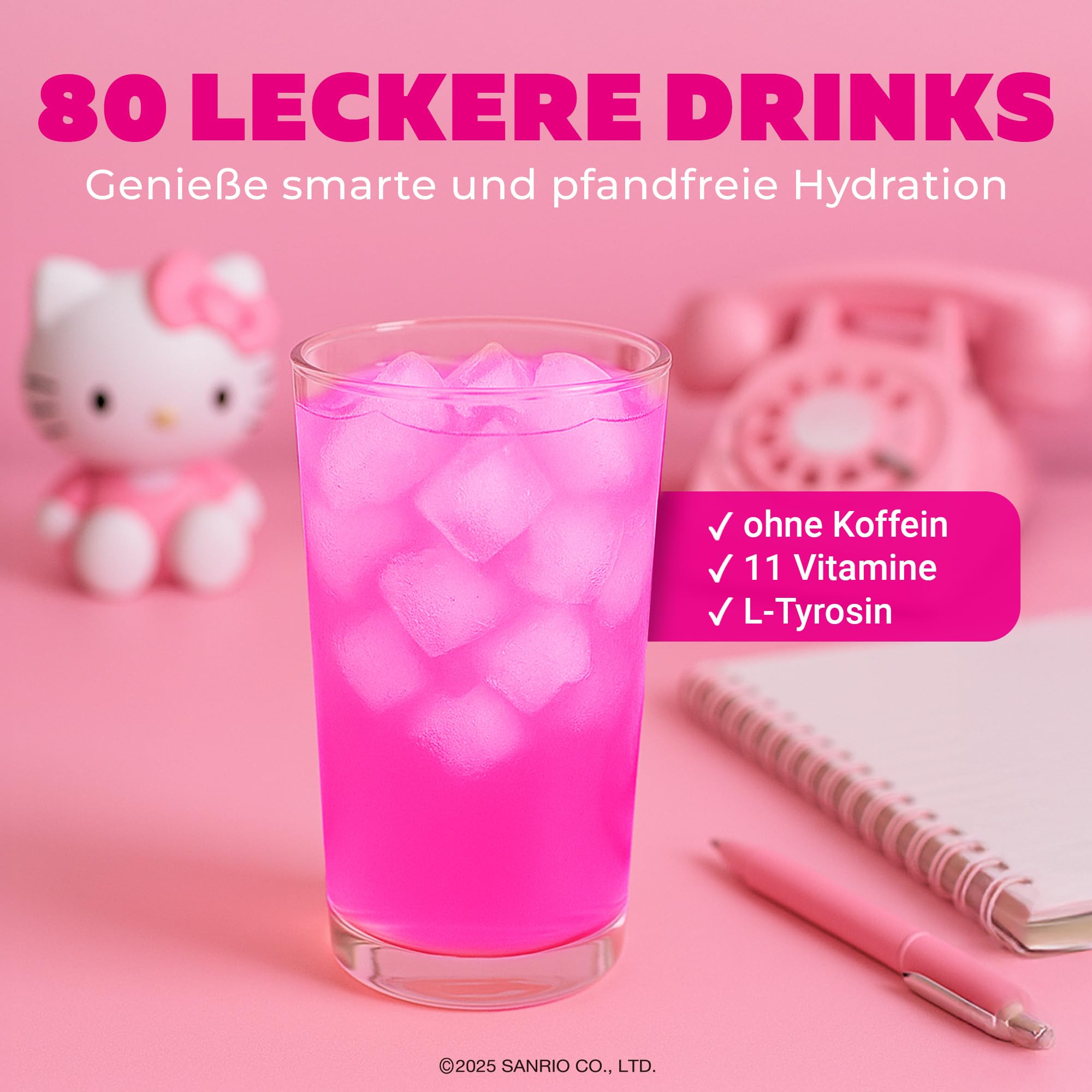 Gamers Only x HELLO KITTY Premium Collector Bundle [MIT 2x VITAMIN DRINK ] - 40 Portionen | inkl. Edelstahlshaker | Erhöht die Konzentration & Reaktionen | 125 MG Koffein & 12 Vitaminen