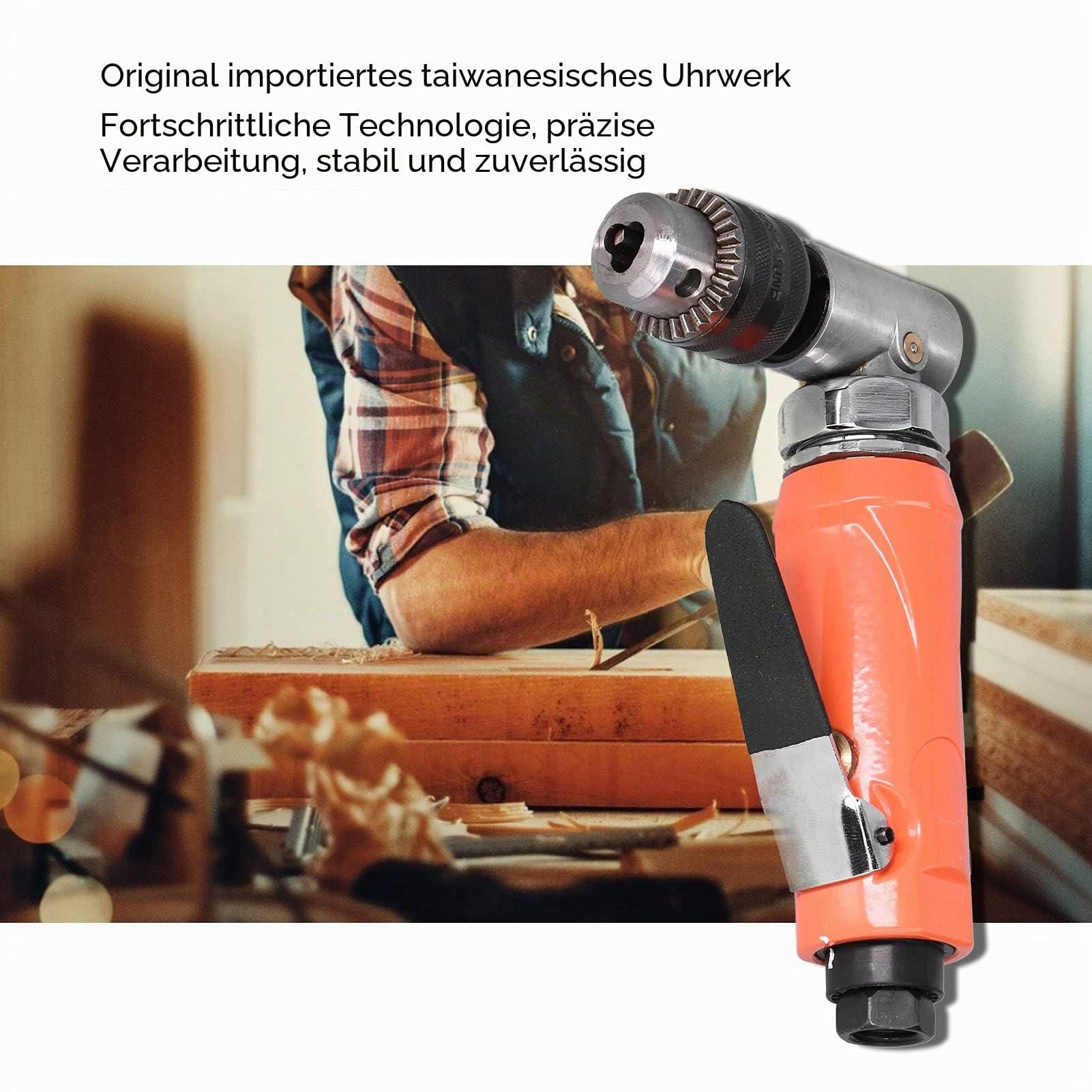 Pneumatischer Bohrer Rechtwinkliger Ellbogen Körpergriff Druckluft Winkelbohrmaschine mit Schraubenschlüssel und Luftdüse Druckluftwinkelschleifer, KP-555L Druckluft Winkelschleifer(Japanese style)