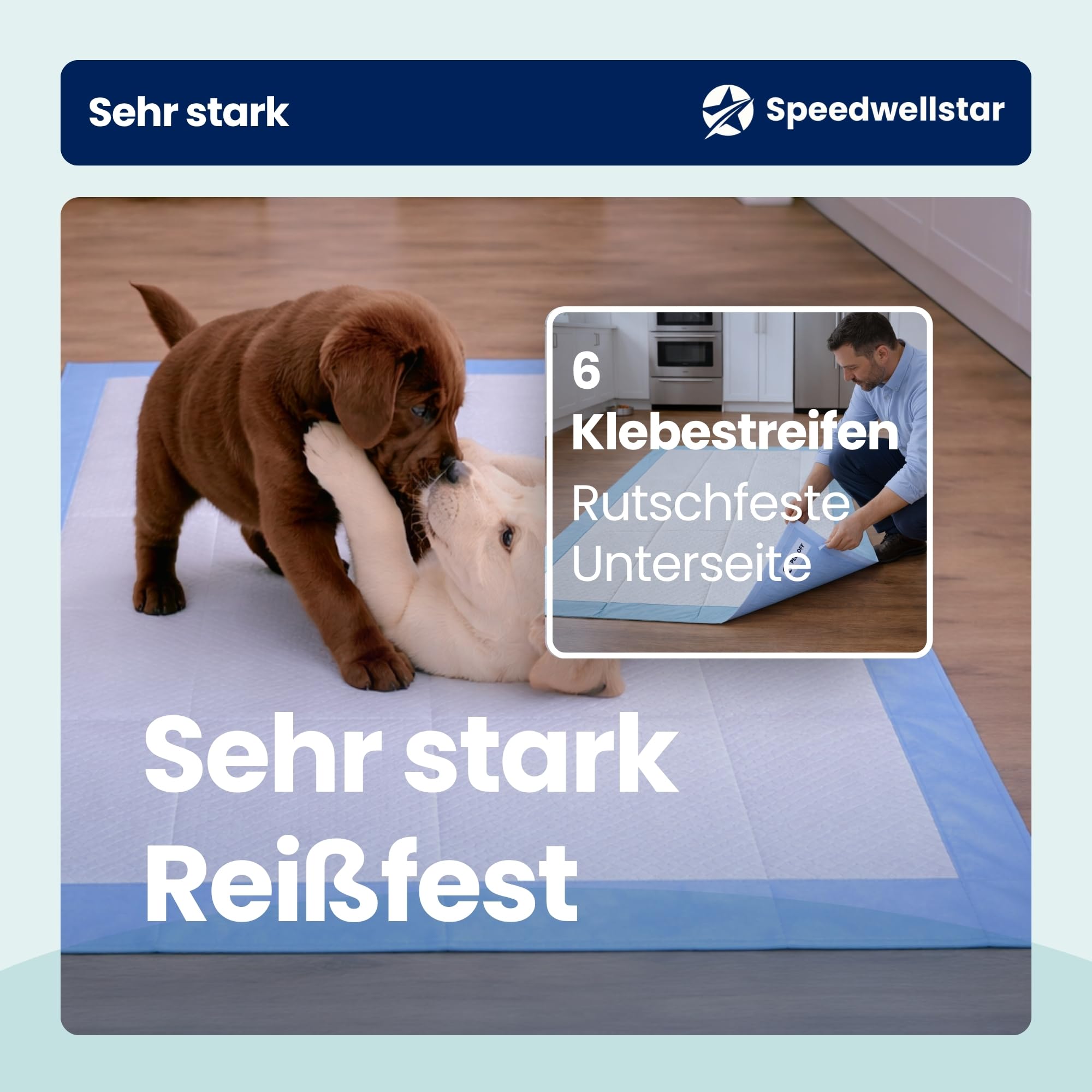 Speedwellstar Extra große Welpen- und Hundetrainingsunterlagen, 150 x 80 cm, 2300 ml, Auslaufsicher, Schnell trocknend & rutschfest, Toiletten- und Trainingspads für Hunde und Haustiere – 20 Stück