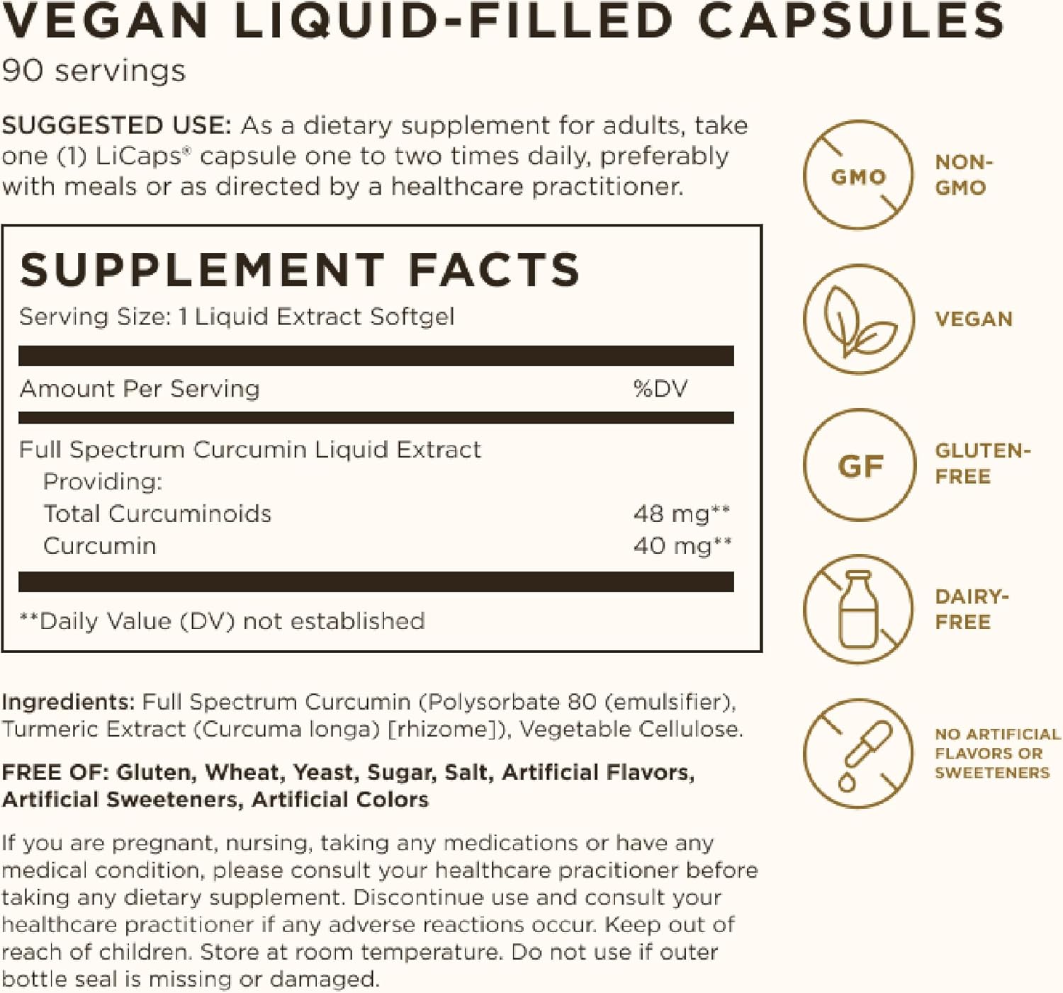 Solgar Full Spectrum Curcumin - 90 LiCaps, Pack of 2 - Superior Absorption - Brain, Joint & Immune Health - Non-GMO, Vegan, Gluten Free, Dairy Free - 180 Total Servings