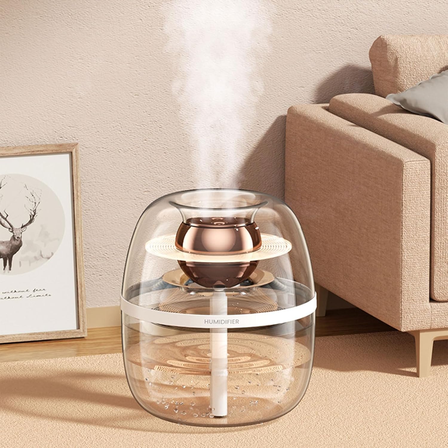 USB Humidifier Quiet Double Sprays 3L Large Capacity Household Air Conditioning Room Air Humidification Sprays LED Atmosphere Light Humidifier