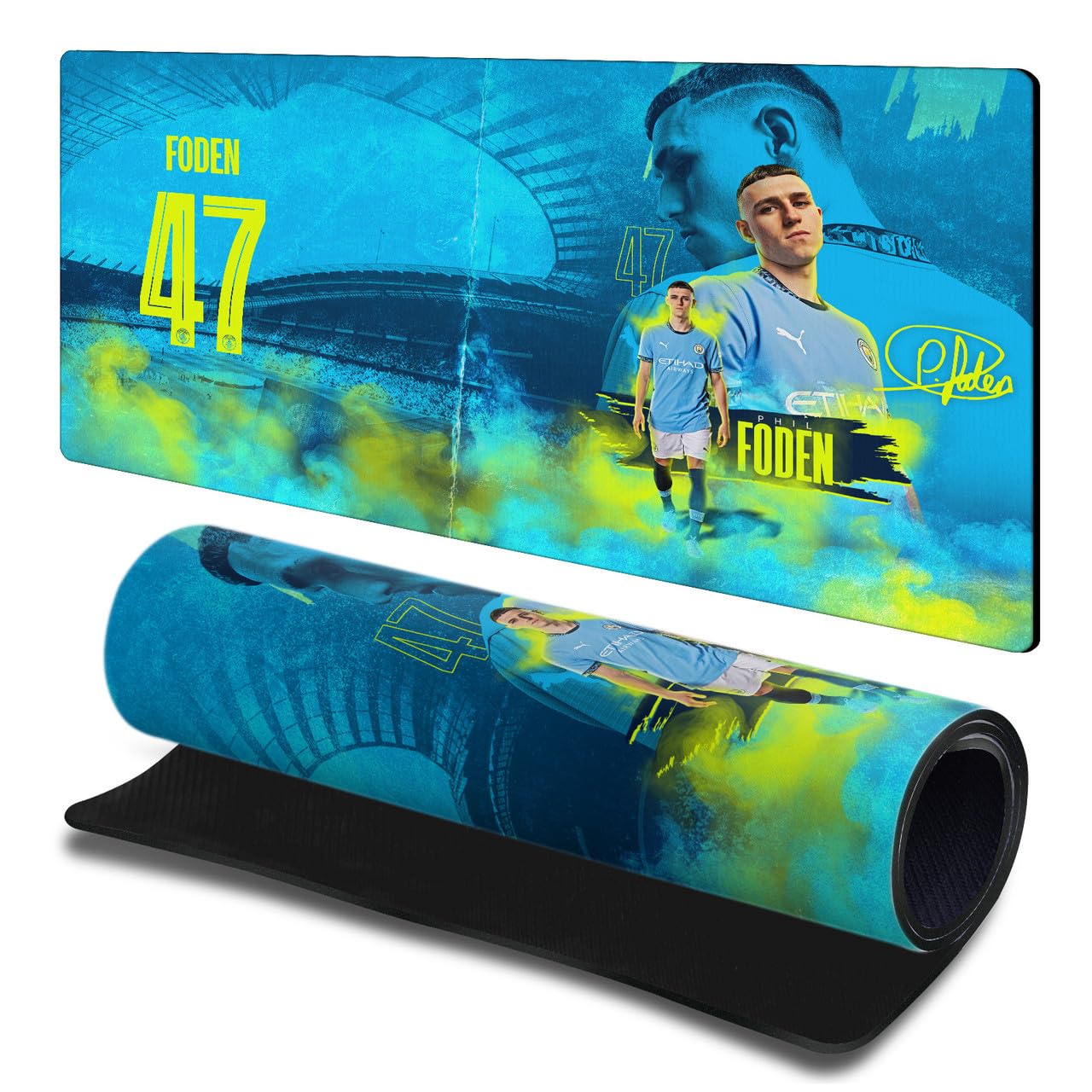 Head Case Designs Officially Licensed Manchester City Man City FC Foden Crest Kits & Players Gaming Office Desk PC Keyboard Mouse Mat Pad 23.62 x 11.81 x 0.12 inches (600 x 300 mm) - L