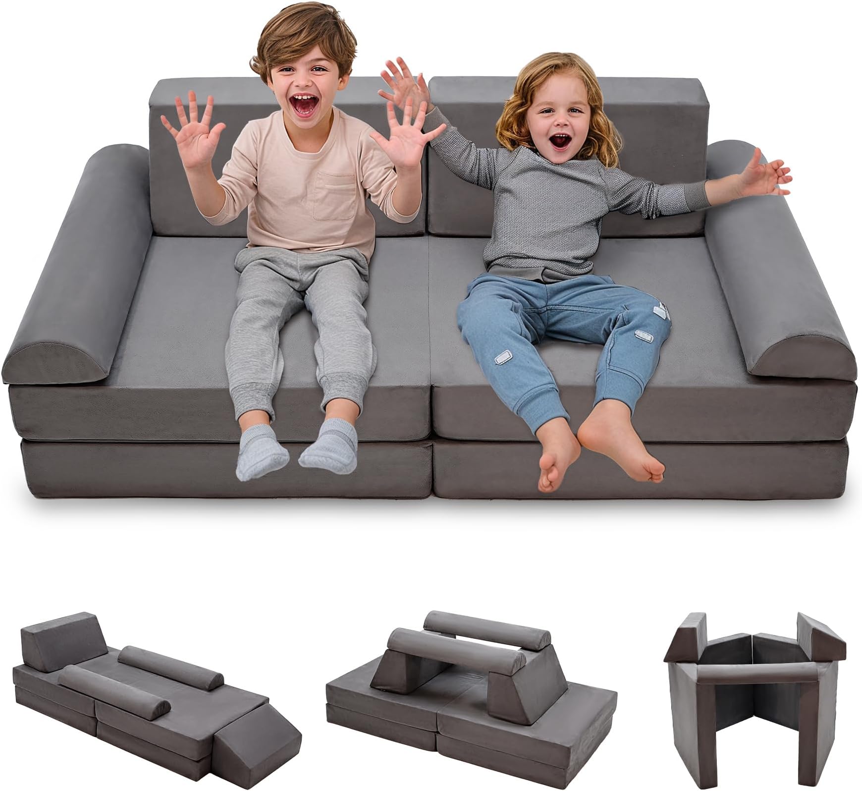CMFYDAILY Modular 4Piece Large Nugget Couch Toddler Chair