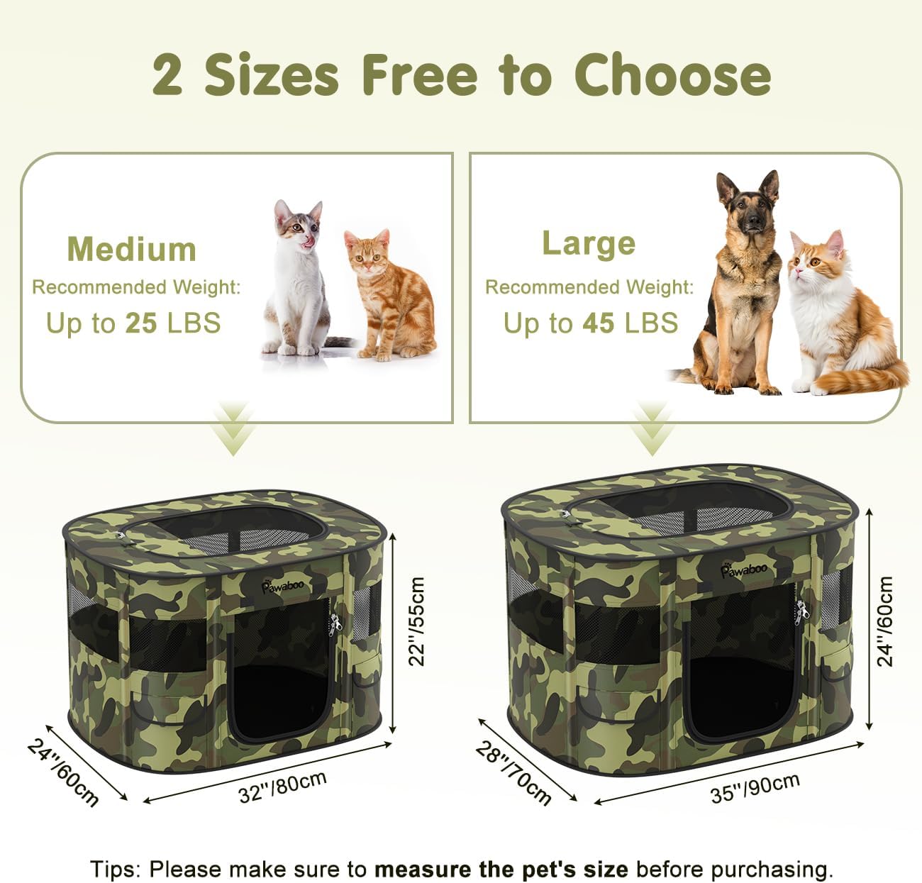Dog Playpen, Portable Pet Cat PlayPen, 600D Oxford Dog Kennel Tent Crate, Waterproof&Breathable, Indoor Outdoor Travel Camping for Medium/Large Breed with Carrying Case+Bowl(L), Black Camouflage