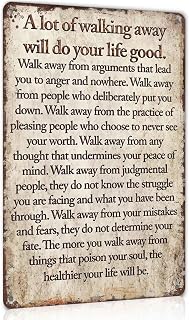 A Lot Of Walking Your Life Will Be Inspirational Metal Sign 8 x 12 Inch | Living Room & Study & Home Office & Bedroom & Therapy Room Wall Decor, Gift for Self-Improvement Enthusiasts