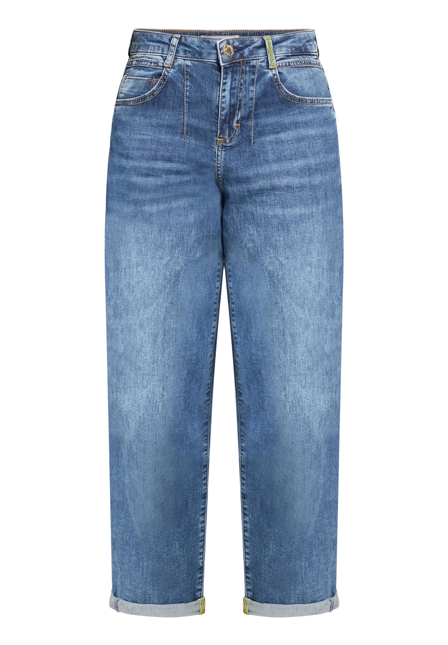 Cartoon Damen Used Look-Jeans mit Waschung