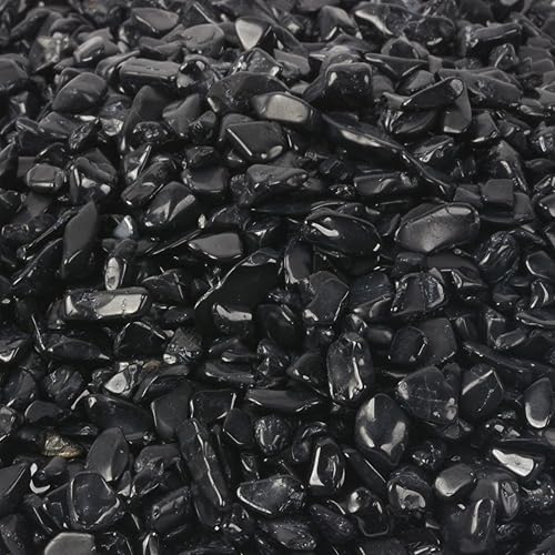 Miniatura 2 de Justinstones Pequeños adornos naturales de turmalina negra pulida con piedras pulidas trituradas de cristal curativo, 3.53 onzas