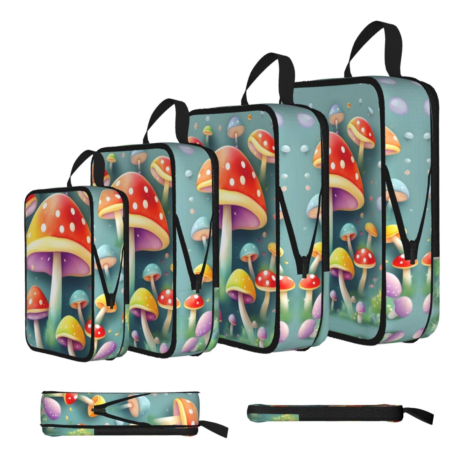 Cute colored mushrooms Compression Packing Cubes 4 Piece Set