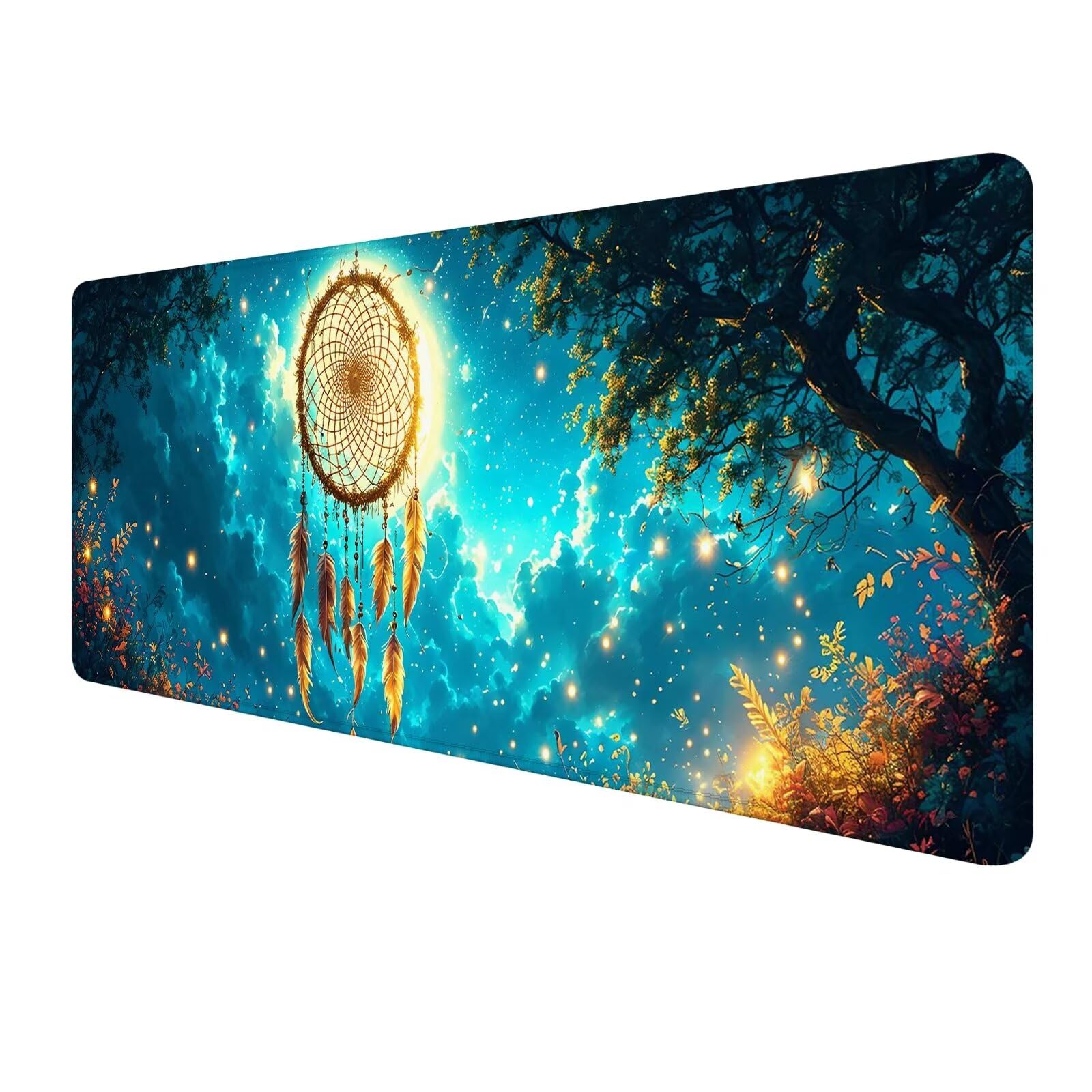 Blu Tappetino Mouse Gaming,Tappetino Mouse XXL 1200 x 500 mm,Tappetino Mouse Cacciatore di sogni,Mouse Pad con Base Antiscivolo,Bordi Cuciti Mousepad,Tappetino Mouse Gaming di Alta Precisione S-514