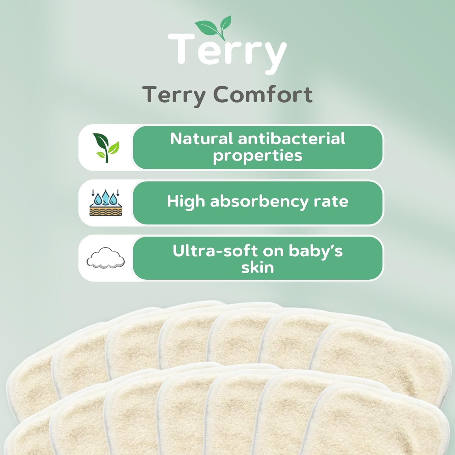 Cloth Diaper Inserts – 14 Pack Reusable 4 Layer Liners for Pocket Diapers – Washable, Absorbent, and Breathable for Babies and Toddlers (Terry Comfort)