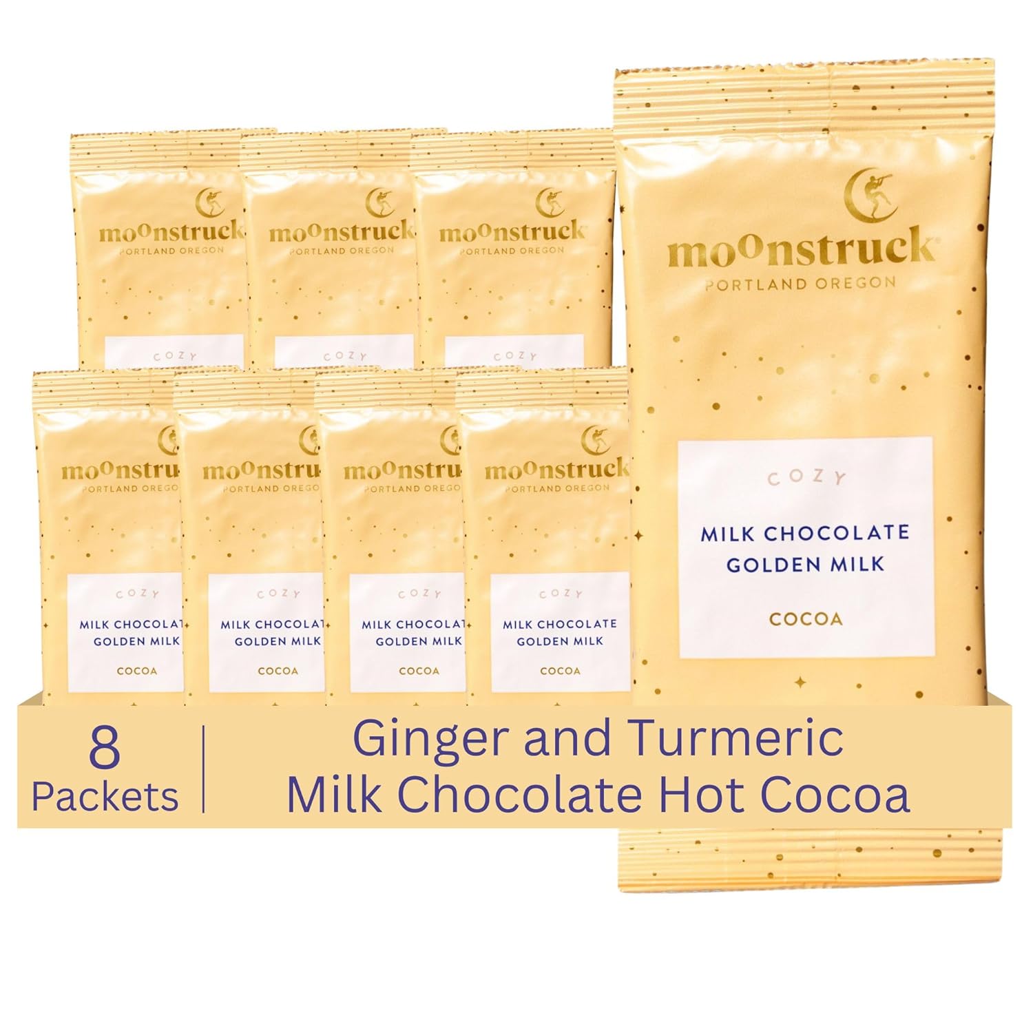 Moonstruck Chocolate Single Serve Creamy Milk Chocolate Hot Chocolate Packets, 8 Count (Pack of 1)