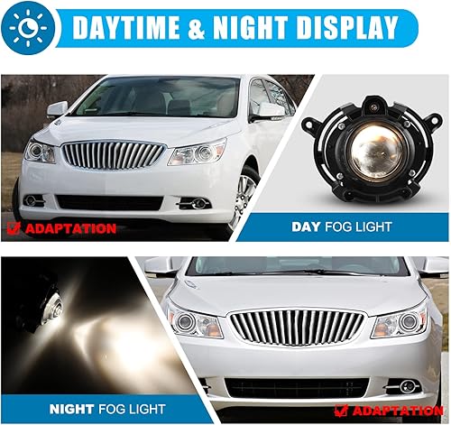 Miniatura 8 de CPW Luces antiniebla compatibles con Cadillac CTS 2008-2014 Premium 2008-2012 Chevy Malibu 2007-2009 Saturn Aura 2013-2016 Buick Encore Proyector de
