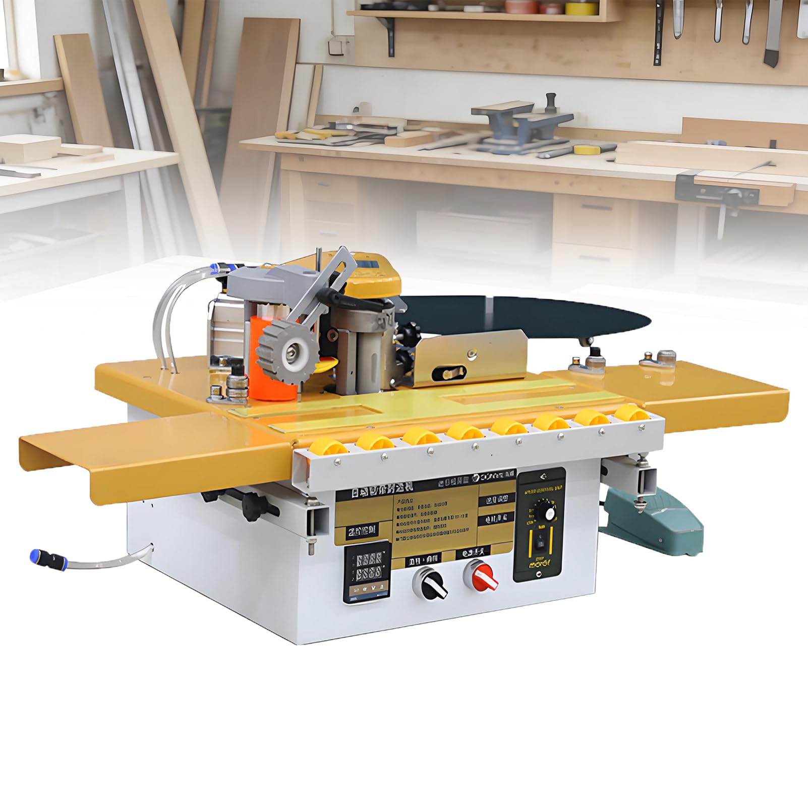 EpyGnom Woodworking PVC Edge Banding Machine Wood Lipping Machine, Portable Edge Bander with Automatic Tape Breaking, Microcomputer Control, Curved and Straight Dual Use A