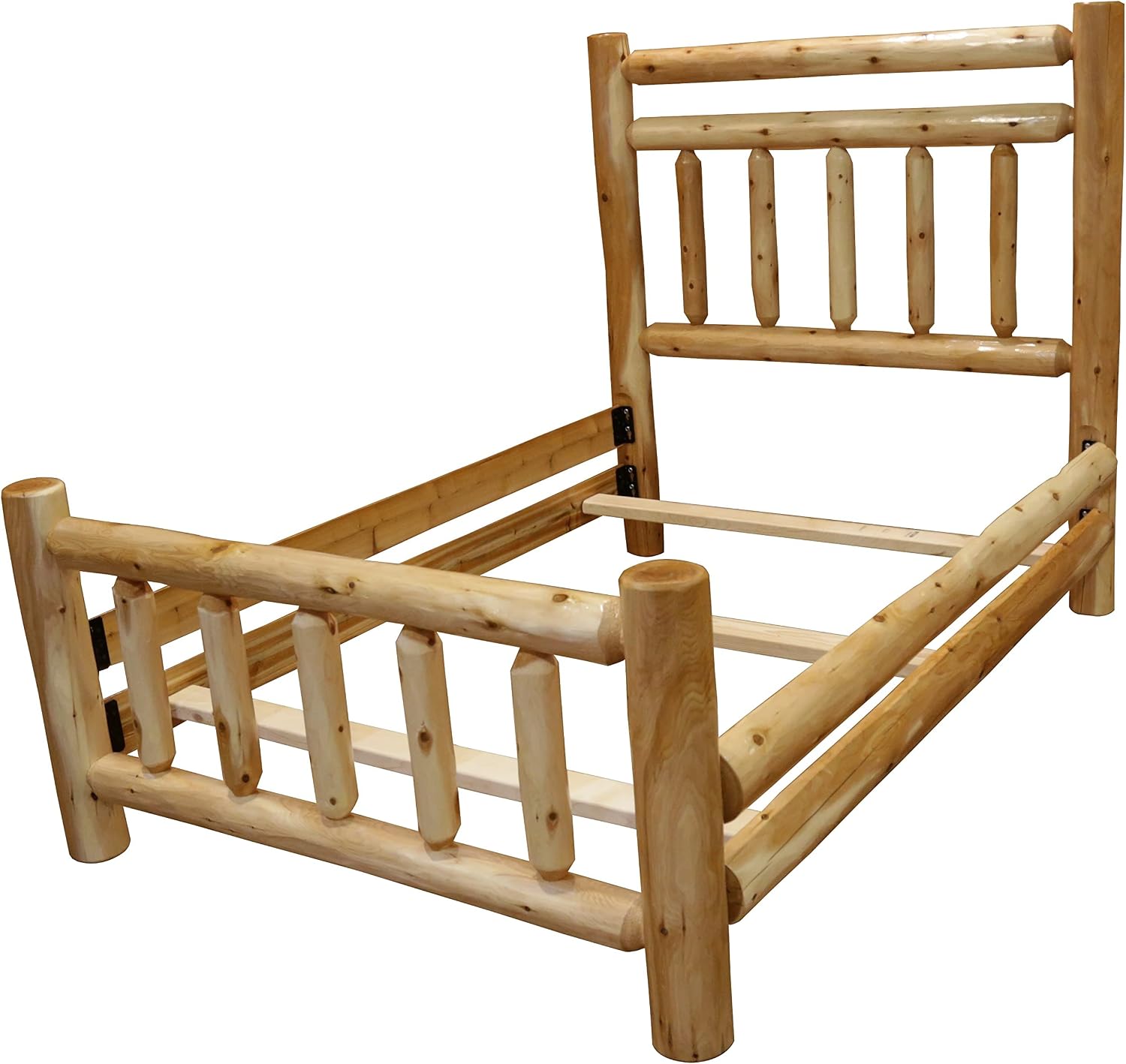 Furniture Barn USA Aspen Log Twin Rustic Bed with Double Headboard Rail