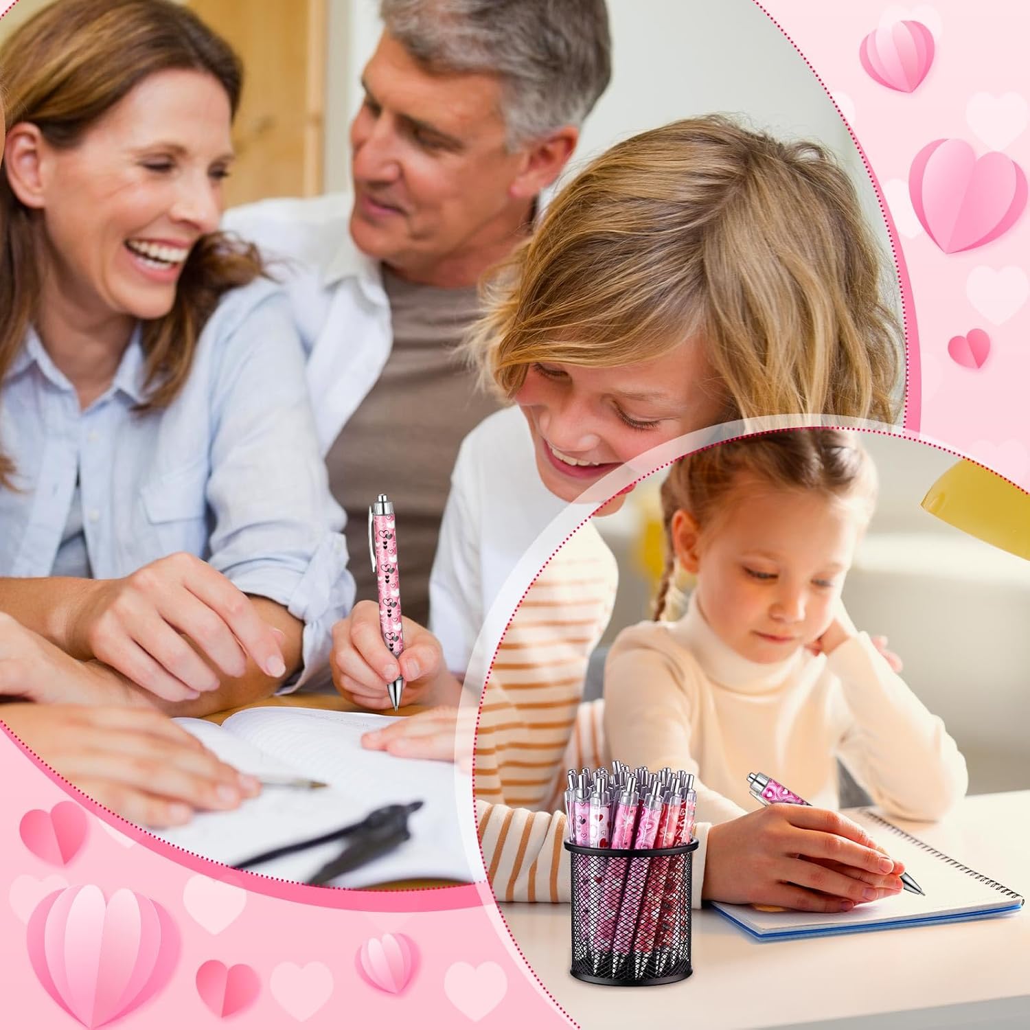 100 Pcs Valentine's Day Ballpoint Pen for Office Supplies Cute Cartoon Retractable Heart Love Gel Ink Pen Cute Cartoon Pens for Office Home Gifts Present