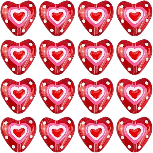 PONABEADIY 1 boîte de 16 perles en Verre Soufflé Rouge de 13.5mm en Forme de Cœu