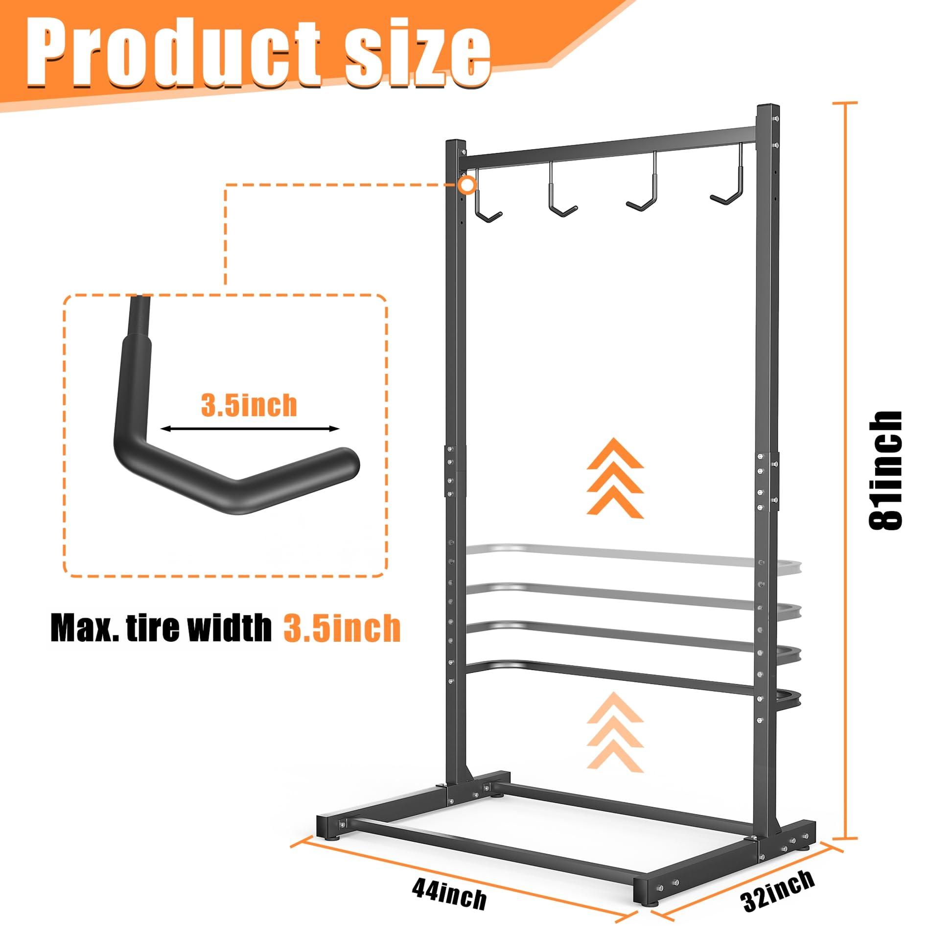 TORACK Garage Freestanding Hanging Bike Stand for Garage, Heavy Duty 4 Bikes Vertical Bike Storage Stand Floor Bike Storage Rack