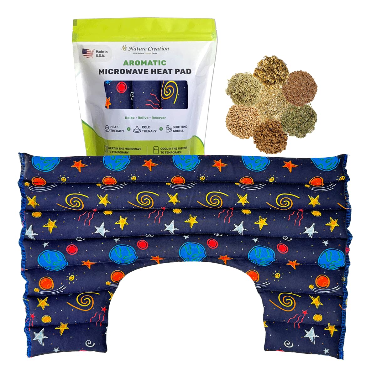 Nature Creation Reusable Microwave Heat Pad - Microwave Heating Pad for Neck, Shoulders & Upper Back, Cold Compress & Hot Pack, Heat Pack Warming Pad, Microwavable Heating Pads Blue Star Pack of 1