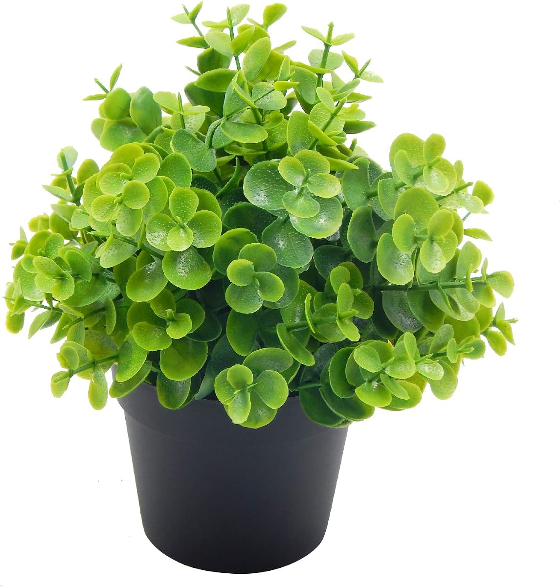 OFFIDIX Artificial Mini Plastic Eucalyptus Potted Plants for Home Office Decoration, Faux Plastic With Black Pots, Fake for Bathroom Decor