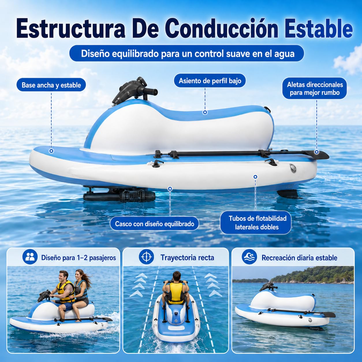 Barca Hinchable con Motor eléctrico 500W 700W para Aventuras acuáticas 700WPRO16A