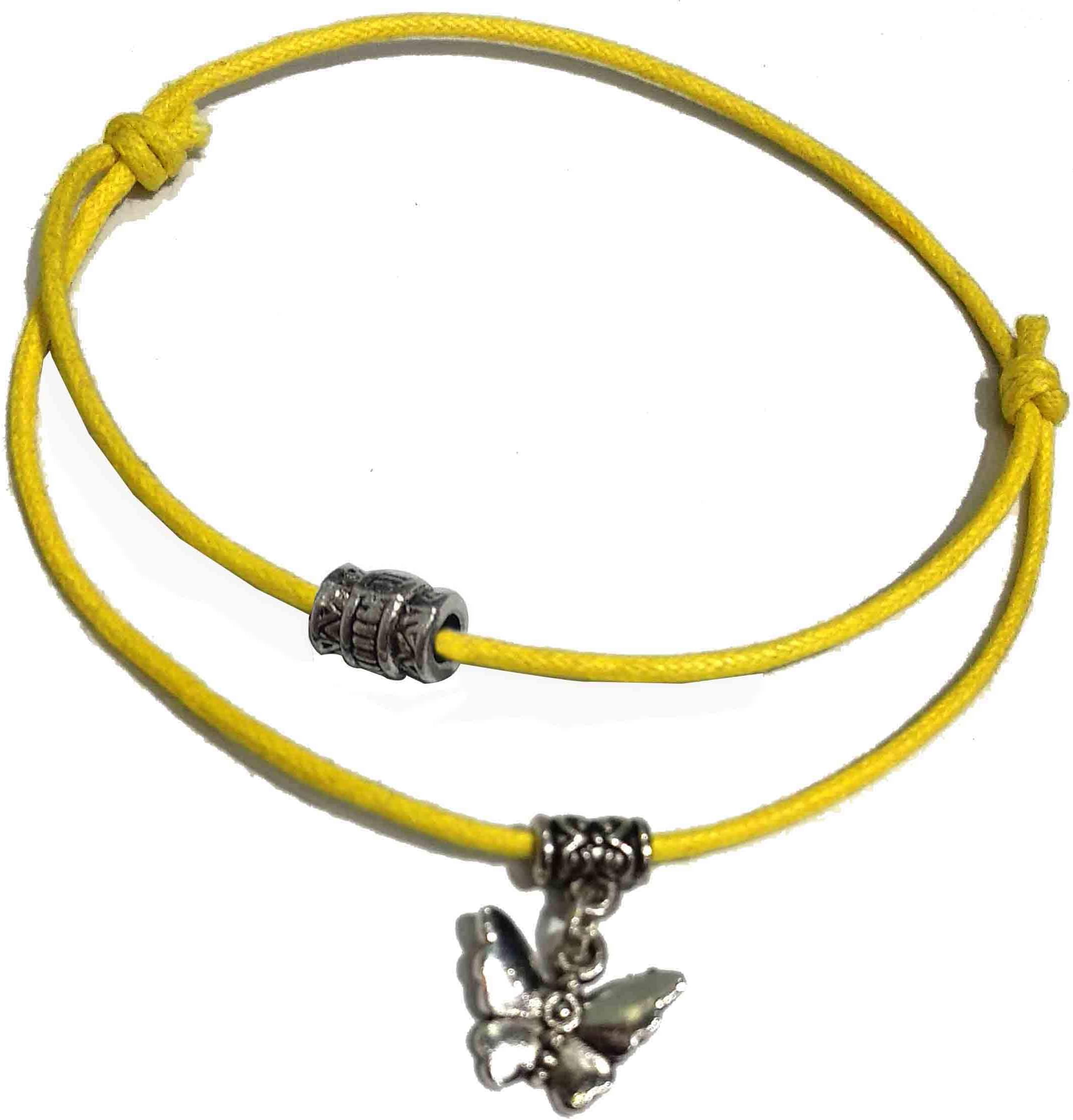 GURJARI JEWELLERSAdjustable Thread Lac Anklet with Oxidised Butterfly Beads for Girls (Black)
