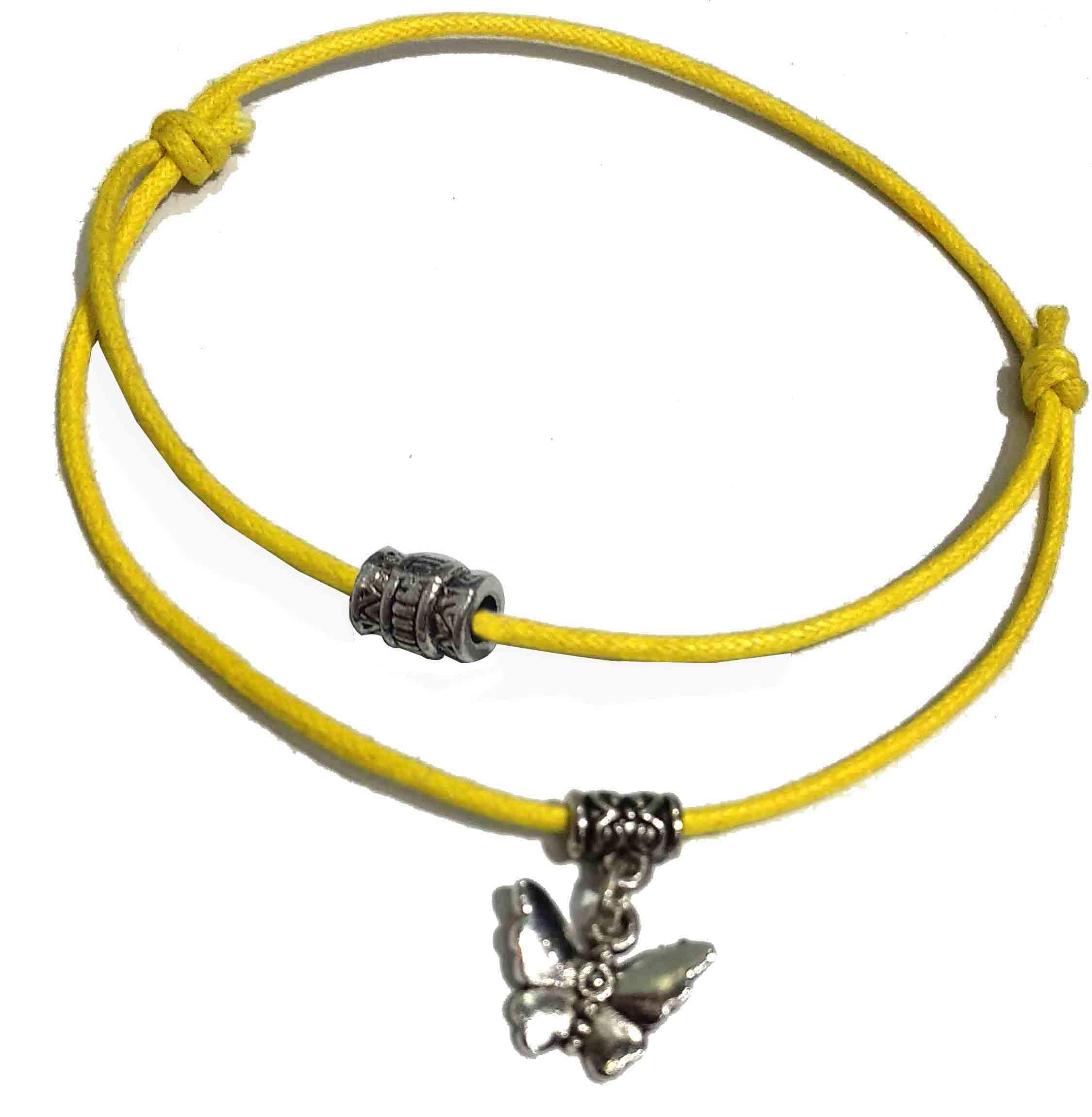 GURJARI JEWELLERSAdjustable Thread Lac Anklet with Oxidised Butterfly Beads for Girls (Black)