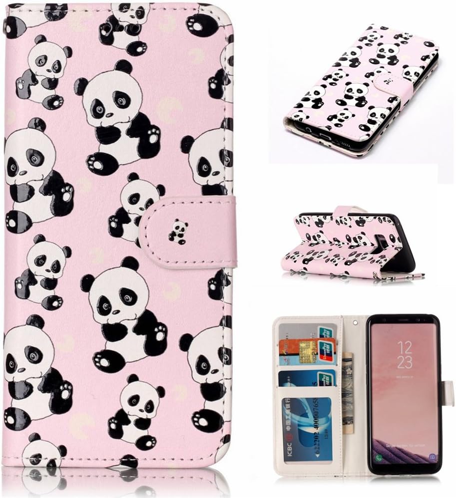 SATURCASE Case for Samsung Galaxy S8, Bas-Relief Beautiful Pattern PU Leather Flip Magnet Wallet Stand Card Slots Protective Cover for Samsung Galaxy S8 (Design-5)