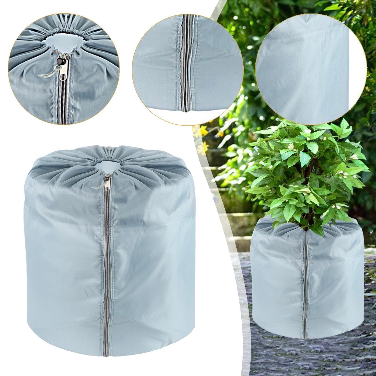 Funda Protectora Invernal para Plantas con Cordón, Antiheladas, para Invernadero, Gris