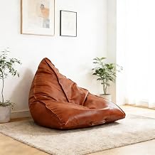 Leather Bean Bag No Filler Leather Chair Brown Leather Chair Boneless Chair/Couch Bean Bag Chairs for Adults Lazy Chair/Floor Lounger for Indoor Study Dormitory Living RoomBrown