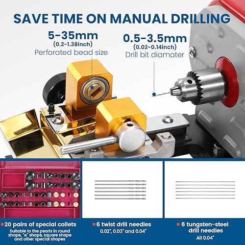 Miniatura 2 de BAOSHISHAN Máquina de perforación de perlas de 680 W, perforadora de coral, máquina de retención de ámbar, máquina pulidora de cuentas, juego