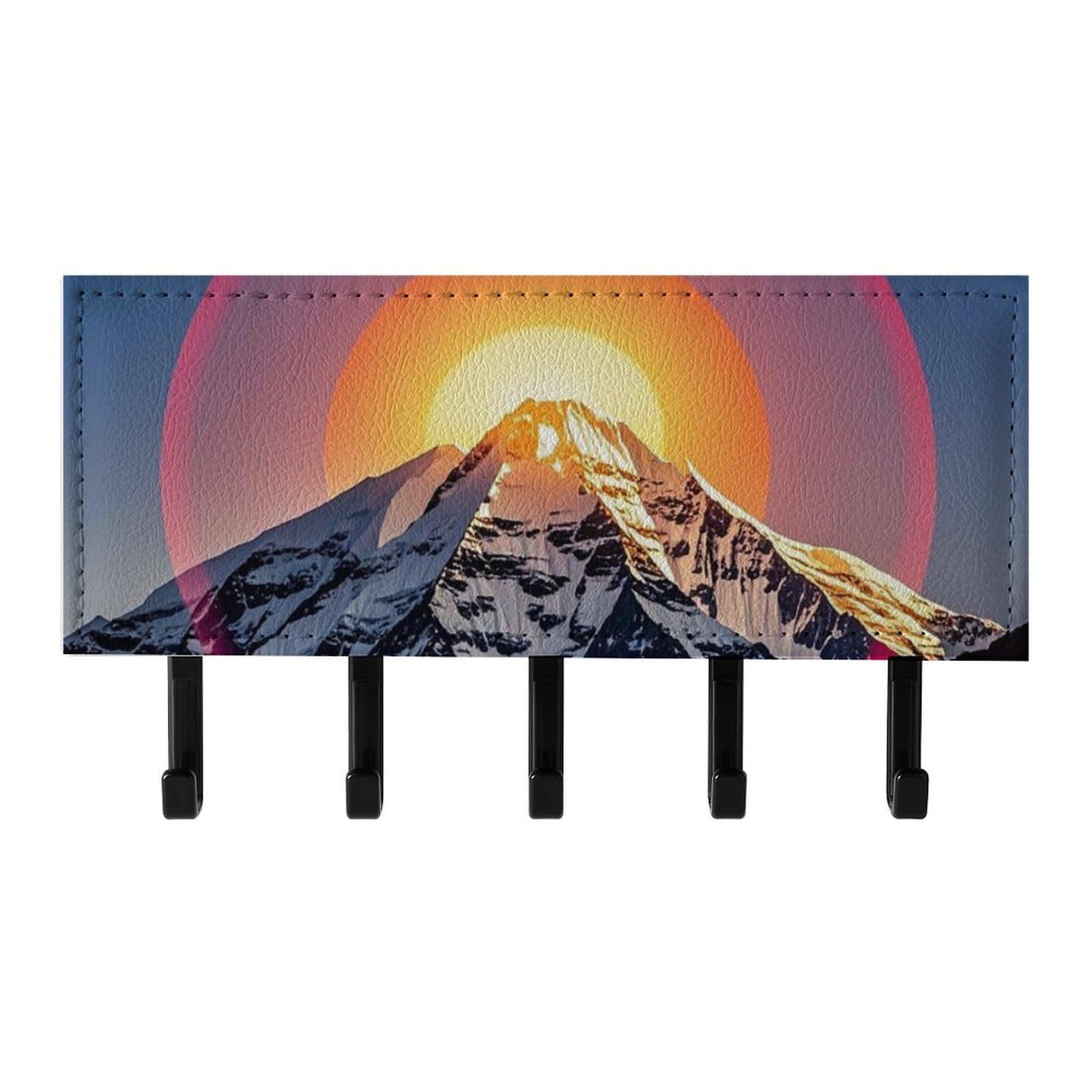 QMNLKH The Sun Wall Mounted Key Rack for Home, No Drilling Key Holder with 5 Hooks, Self Adhesive Keys Chain Organizer for Hallway, Keys Hanger Shelf for Office, Doorway Black