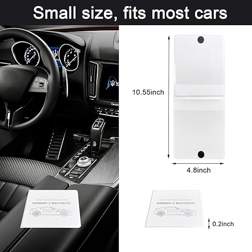Miniatura 2 de Kewucn Soporte para registro y seguro de automóvil, paquete de 2 organizadores de documentos esenciales de alta calidad con cierre de velcro fuerte,