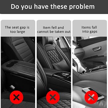 2PCS Car Seat Gap Filler Organiser, Universal Fit Car Side Seat Gap Filler for Storing Automotive Parts Such As Keys, Mobile phones and Wallets (Red)