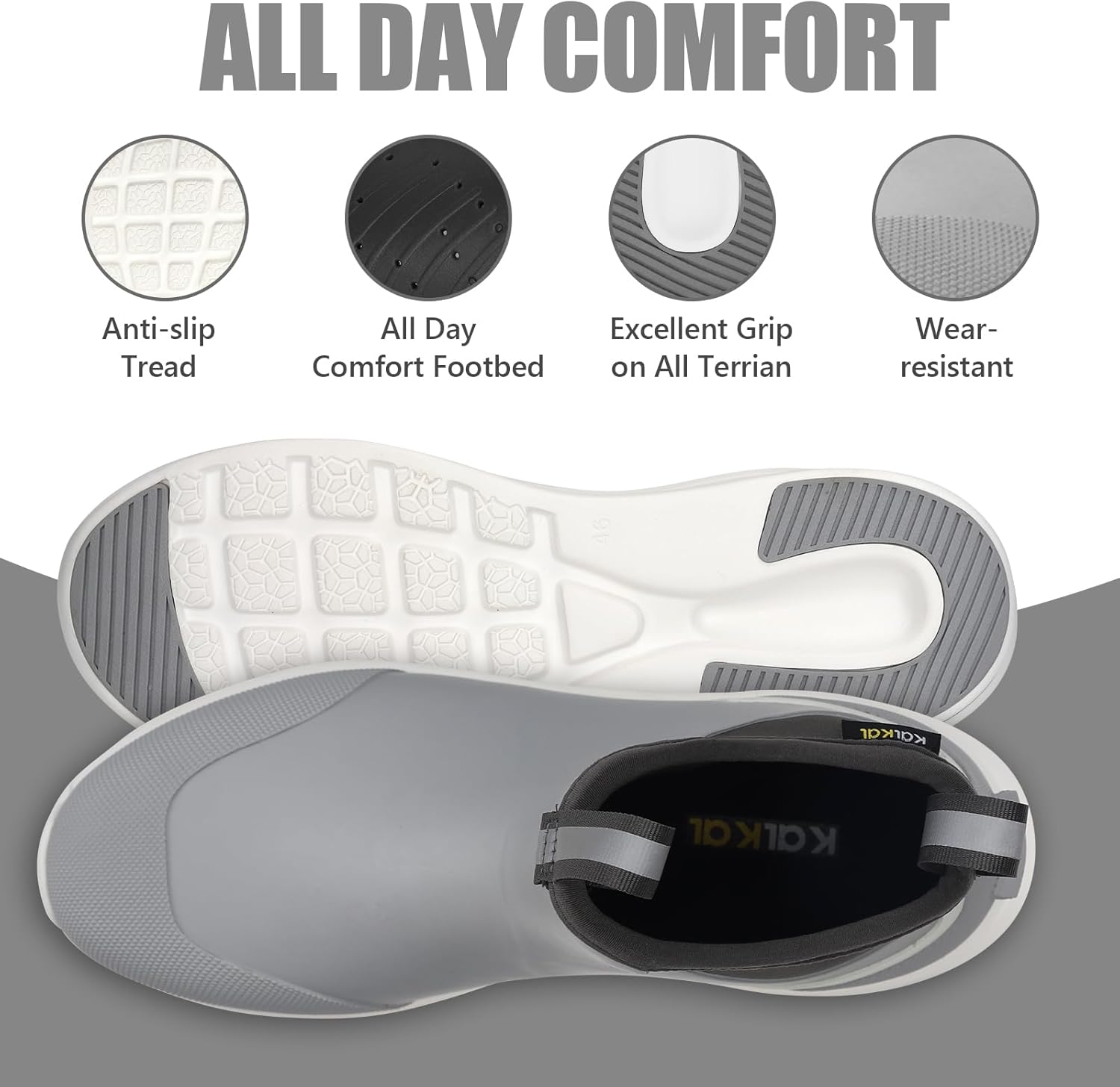 Kalkal Fishing Rain Boots for Men, Anti-Slip Waterproof Deck Boots, Durable Insulated Mud Booties for Gardening Fishing Boating, and Camping (Size 6-13) - Image 6