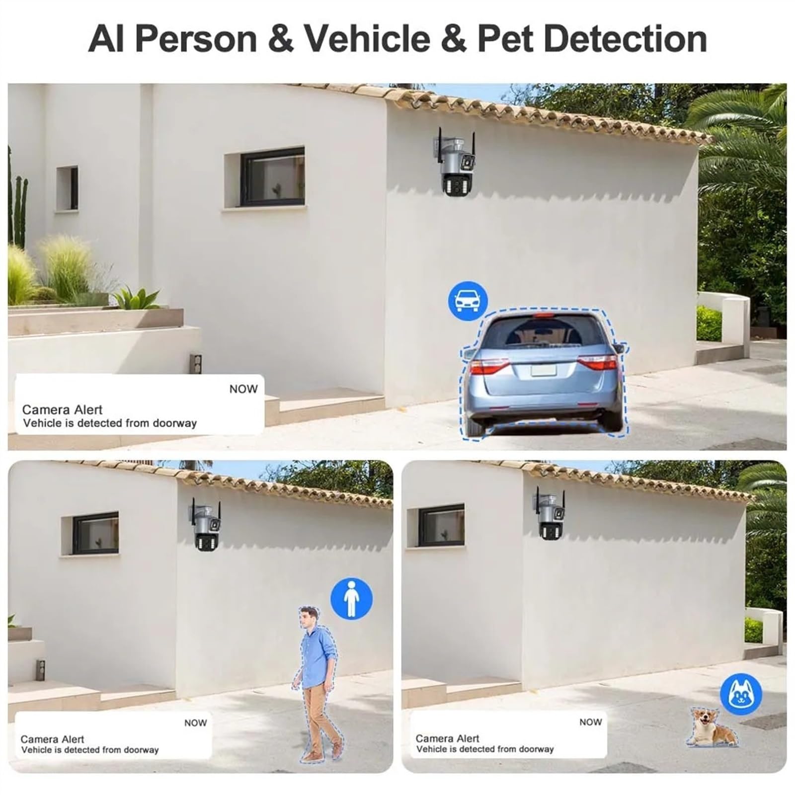 Zewnętrzna bezprzewodowa kamera bezpieczeństwa 5K HD kamera IP 10-krotny zoom AI śledzenie trzy obiektywy kamera PTZ CCTV inteligentny domowy nadzór wideo(5K Camera No Card)