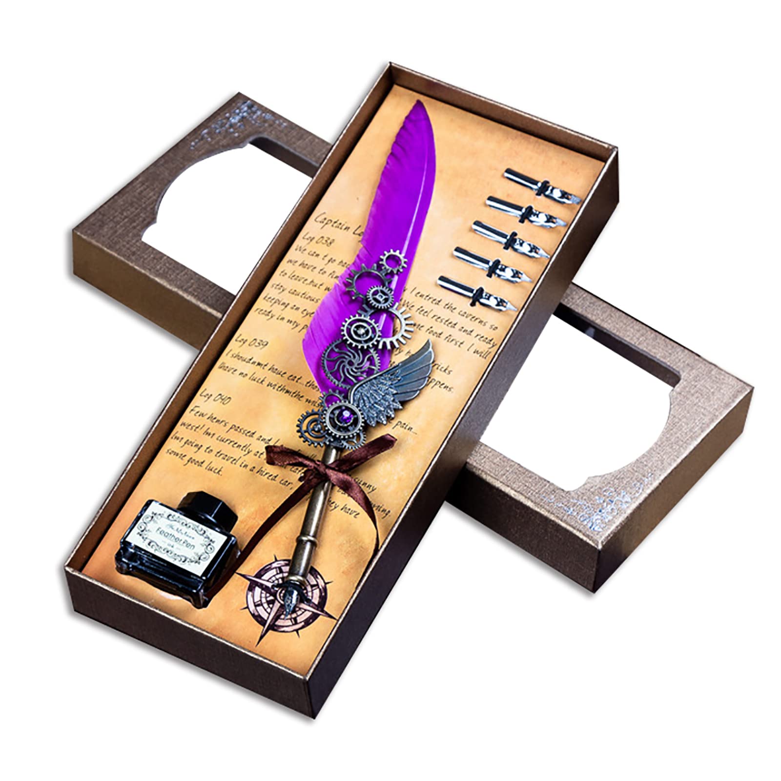 Buy Eyomii 1 Set Quill Pen and Ink Set Calligraphy Pen Set Feather Dip ...