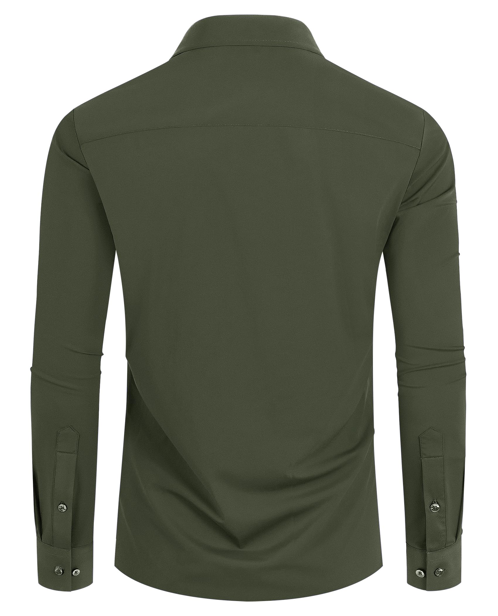 DEMEANOR Camisa elástica de manga larga para hombre, ajustada, para trabajo y tiempo libre, sin necesidad de planchado