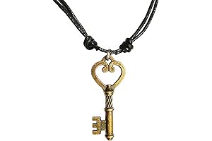 Antique Bronze Unisex Skeleton Key Pendant Adjustable Cord Necklace 16"