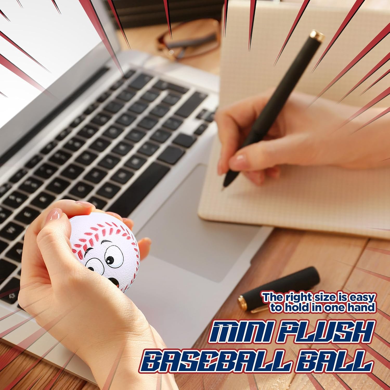 Arrowbash 24 Pcs Mini Face Baseball Stress Balls for Boys Girls Fidget Toys Bulk Foam Balls for Stress and Anxiety Relief Balls for Party Favors Birthday Gift Decoration