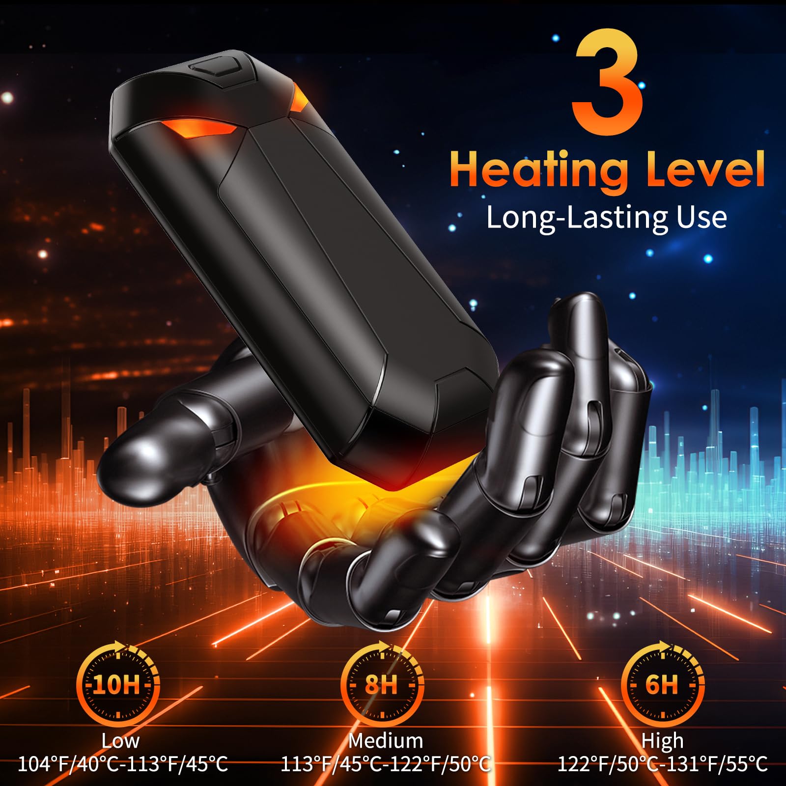 YAZEKY Chauffe Main Rechargeable, Chaufferette Main 2 en 1 Magnetique，Cadeau Techniques pour Noel Hommes Femme Chass, 3 Modes Chauffe Electrique Main Reutilisable Portable pour Camping, Golf