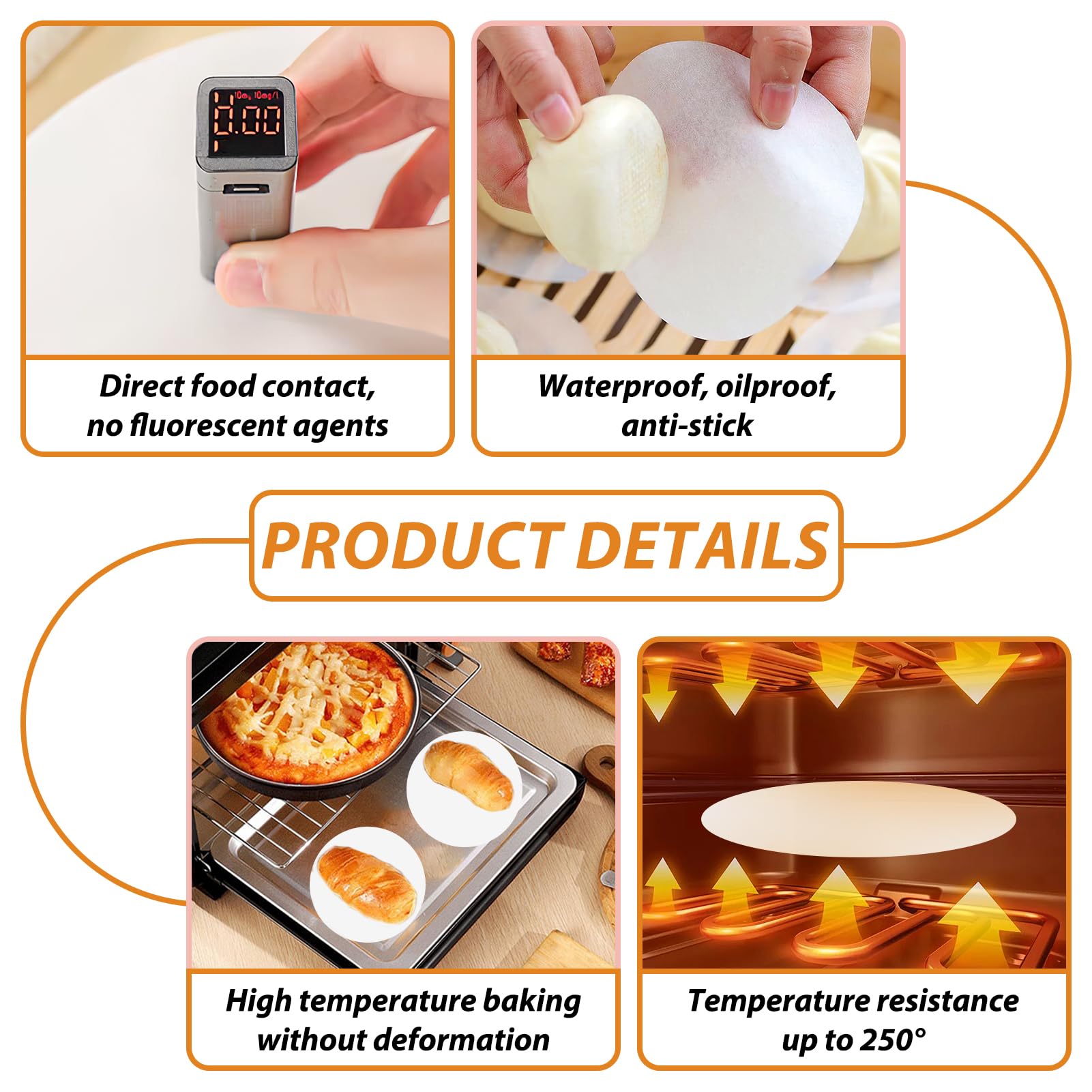 JINSIHU Papier Antiadhésif 500 Pièces 12cm Ronde Disques à Burger Papier Parchemin pour Steaks Hachés Burgers Gâteaux Barbecue