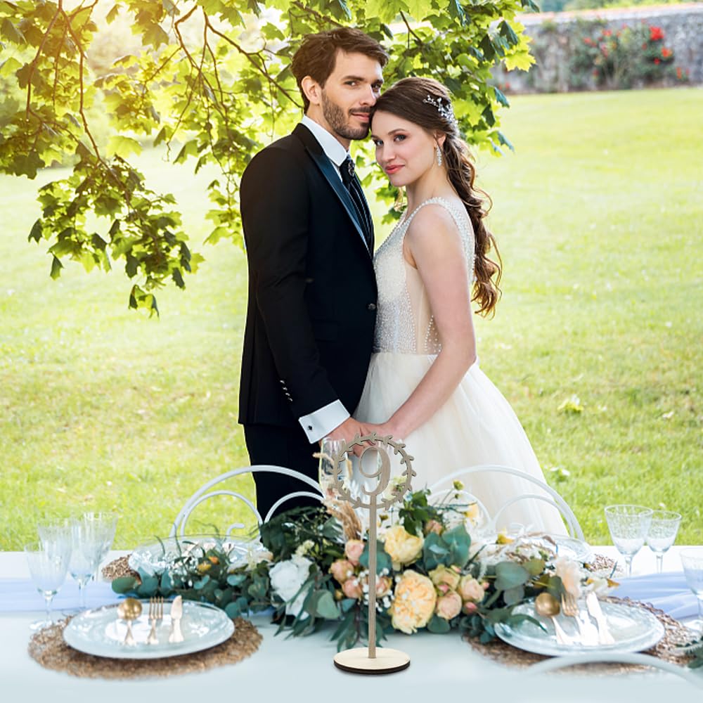 Mocrop Numéros De Table Mariage Bois 1-20 – Cartes De Table Rustiques Avec Socle & Autocollants