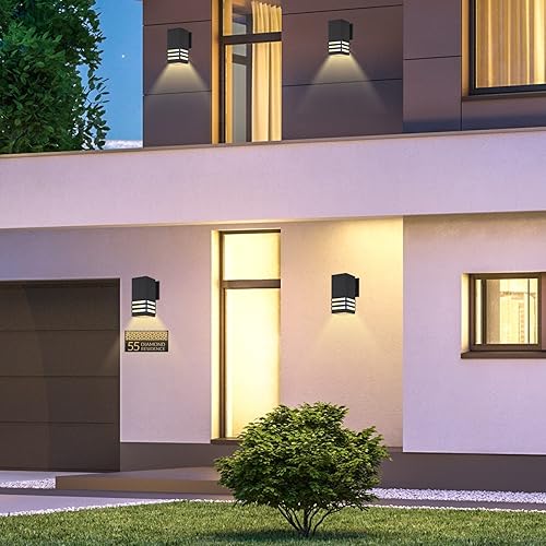 Miniatura 6 de ZUUKOLE Farol de pared para exteriores, lámpara exterior  Listado ETL, aluminio antioxidante, impermeable, montaje en pared, diseño rectangular  1