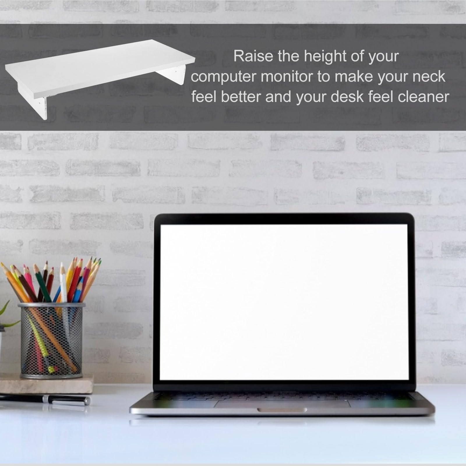 UKCOCO Soporte Elevador Diseño Compacto y Resistente Ergonómico Acrílico Blanco de Monitor Previene Dolor de Cuello y Fatiga Visual para Escritorio