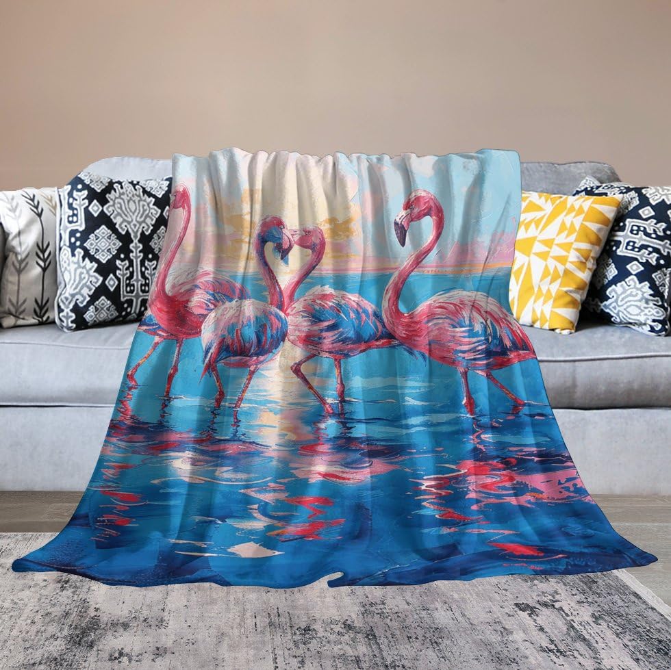 Couverture légère climatisation en flanelle flamant rose
