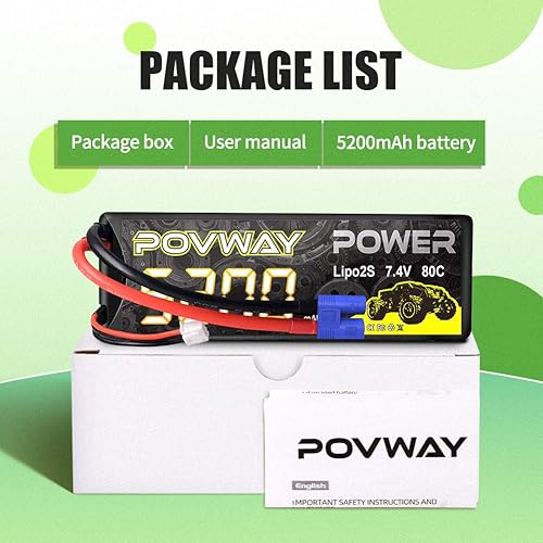 Miniatura 5 de 2S Lipo Battery 5200mAh 7.4V 80C - Batería rígida con enchufe EC3 compatible con vehículos RC 18 110 Car Slash RC Buggy Truggy RC Airplane UAV Drone